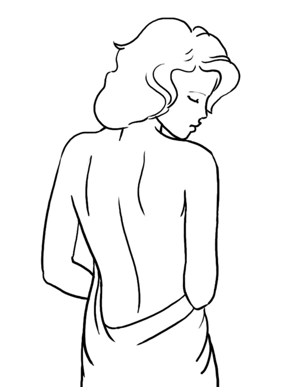 Девушка со спины рисунок карандашом