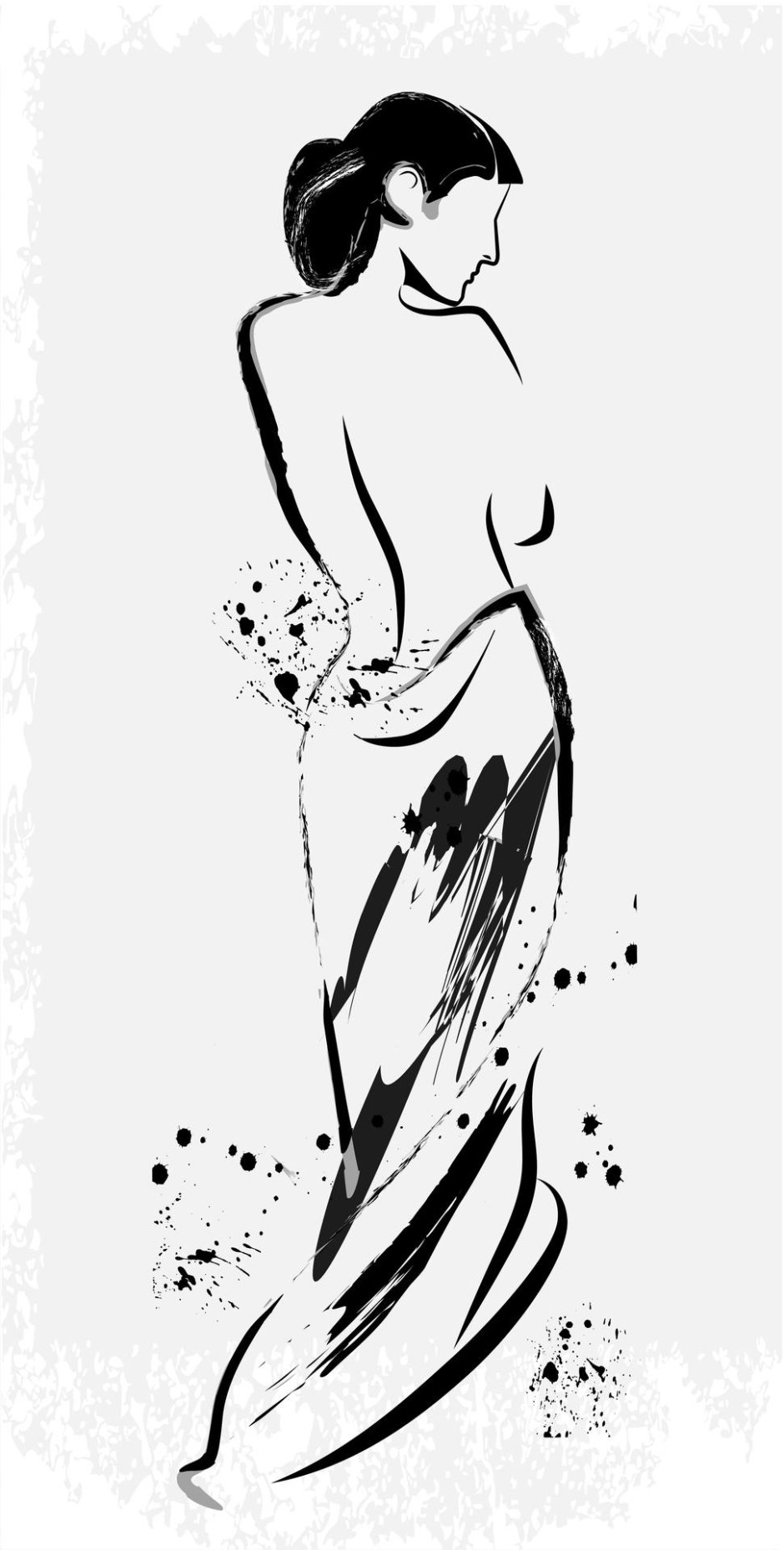 Силуэт девушки карандашом