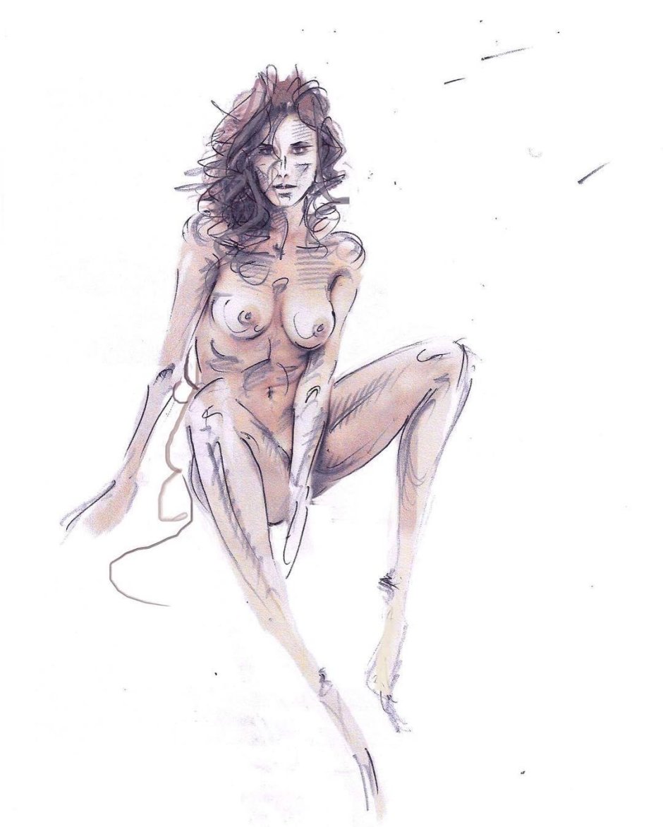 Рисованная брюнетка голая