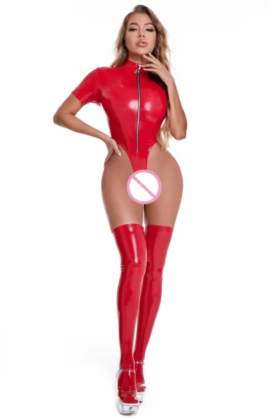 Латексное боди с открытой промежностью