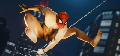 Голый человек паук без трусов