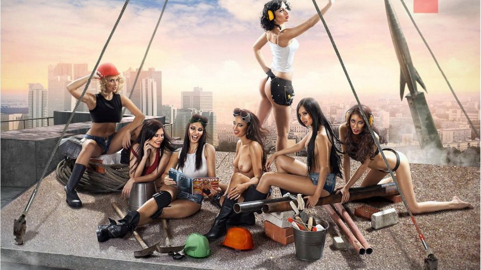 Эротическая фотосессия на стройке