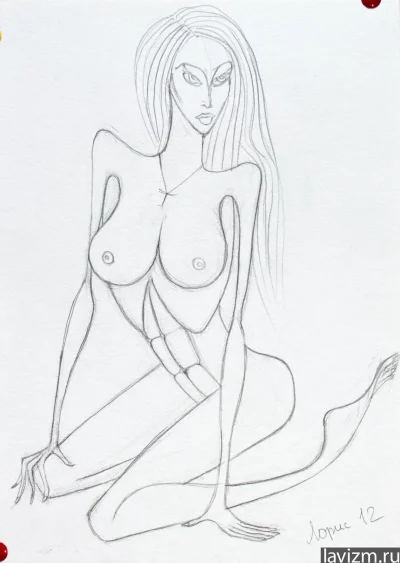 Голые женщины рисунки штрихами