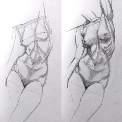 Женское тело карандашом