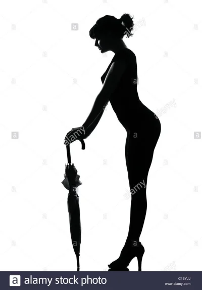 Силуэт девушки с зонтом