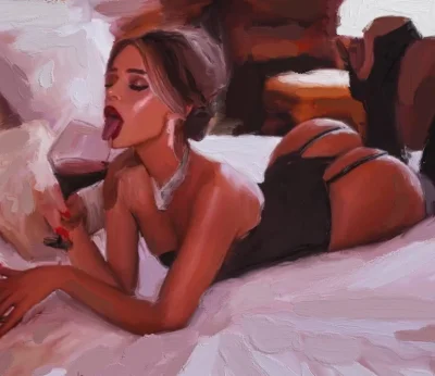 Картина по номерам девушка с бокалом вина