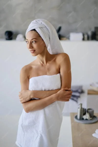 Девушка в белом полотенце