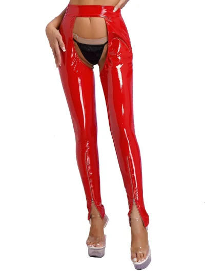 Латексные штаны женские красные