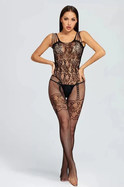 Эротическое сетка боди с чулками