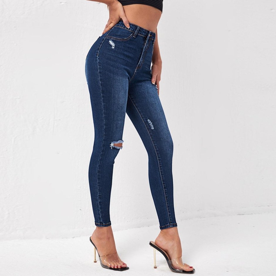 Джинсы скинни с высокой талией