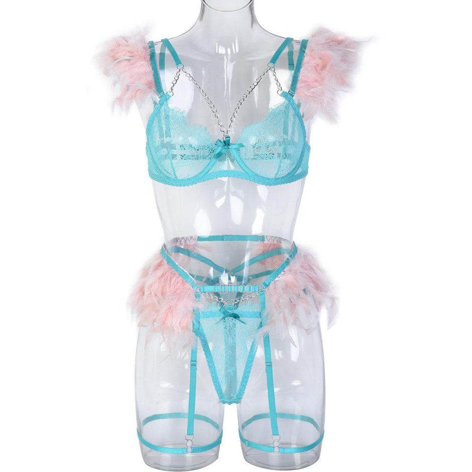 Комплект нижнего белья с перьями эротический