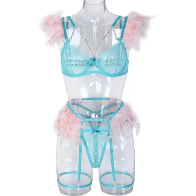 Комплект нижнего белья с перьями эротический