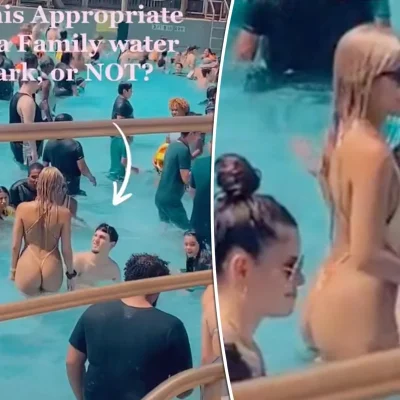 Девушки топлесс в аквапарке