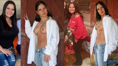 Голая жена в джинсовой куртке ню