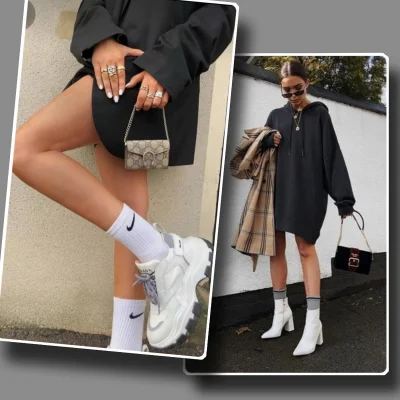 Высокие носки с кроссовками