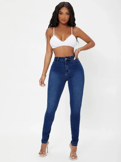 Джинсы скинни с высокой талией