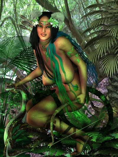 Эротическая девушка в джунглях