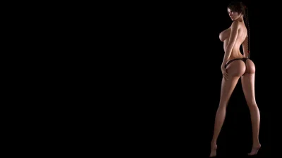 Голая девушка на черном фоне