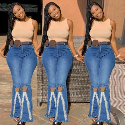 Женские джинсовые брюки клеш