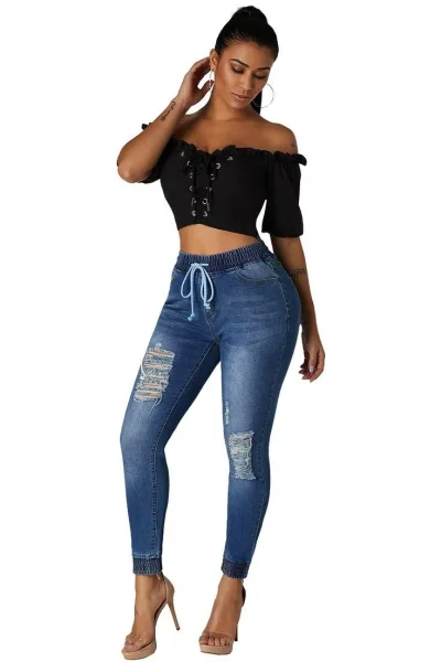 Джинсы скинни на резинке