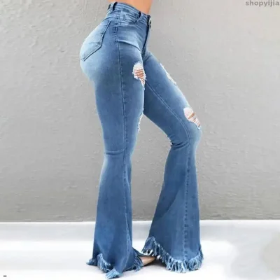 Рваные джинсы клеш
