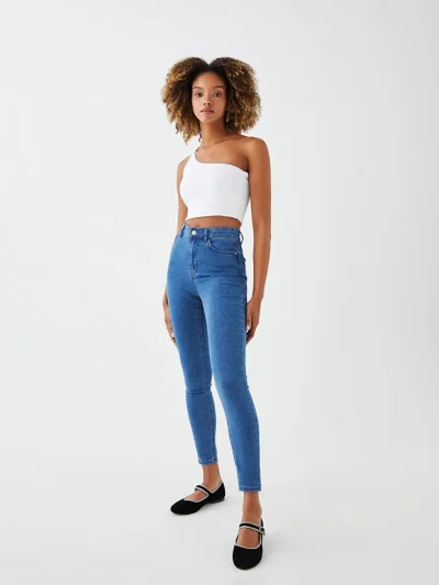 Джинсы скинни с высокой талией