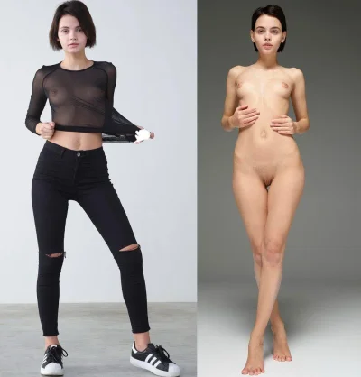 Одетая и раздетая спортсменка