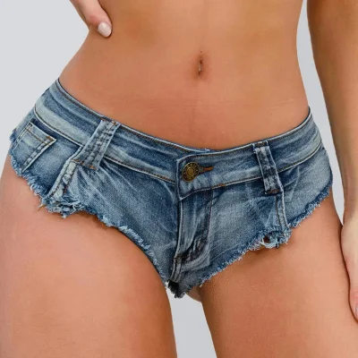 Джинсовые микро шорты стринги