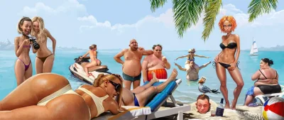Шарж на пляже