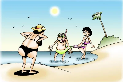 Карикатуры кийко пляж