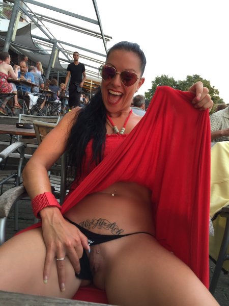 Porn star in public