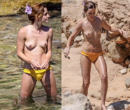 Emma Watson naked on the beach
