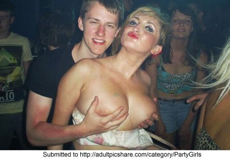 Girls show tits in a club