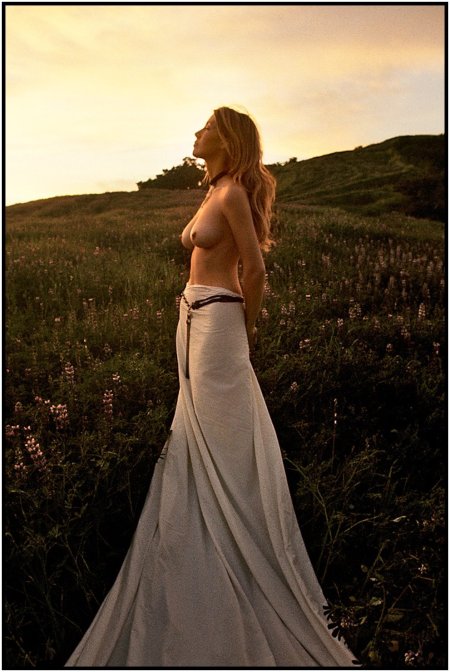 Topless girls in long skirts