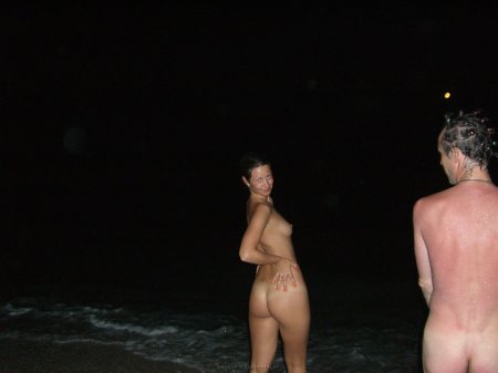 Night naked swimming