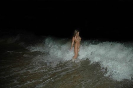 Naked swimming at night