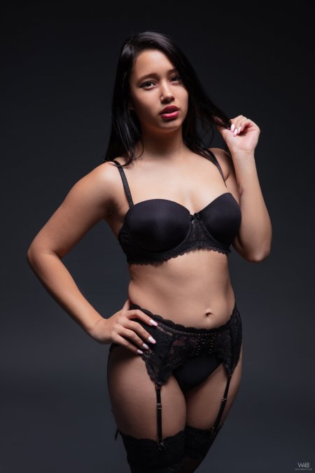 In sexy lingerie