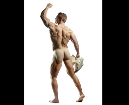 Naked male and female athletes