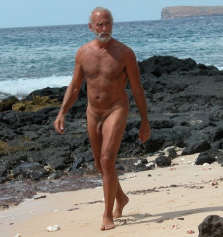 Naked older men on the beach