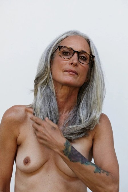Naked women with gray hair