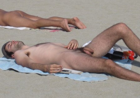 Male nudity on the beach