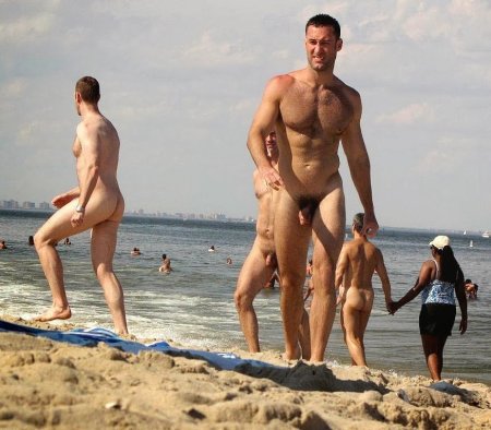 Guys on a nudist beach
