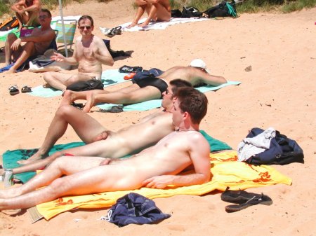 Men on a nude beach
