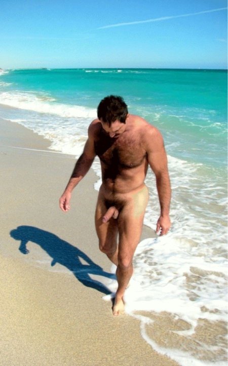 Handsome naked men on the beach