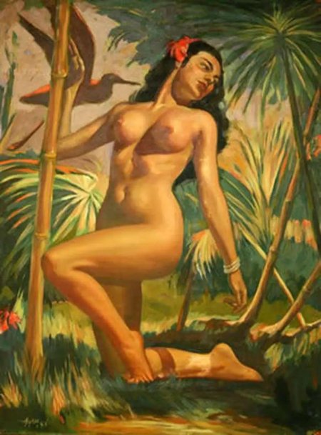 Retro Polynesian women naked
