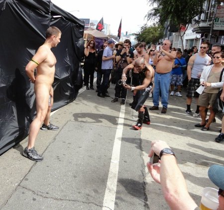 Naked men in the street