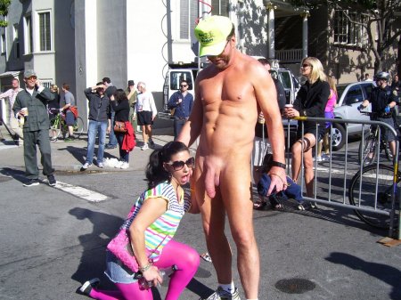 Naked people on the city streets