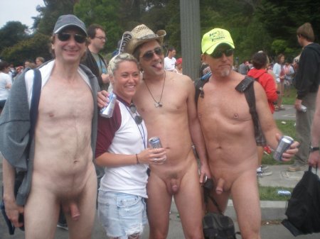 Naked man clothed woman