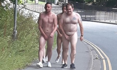 Embarrassed men naked