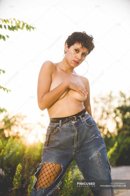 Topless jeans have small breasts
